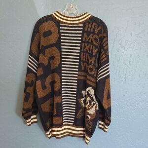 VTG Geometric Forelli SportswearMen's Graphic Crewneck Sweater - Black and Brown